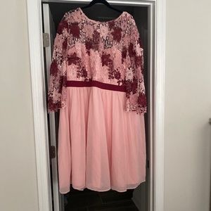 Plus Size Pink and Burgundy Cocktail Dress